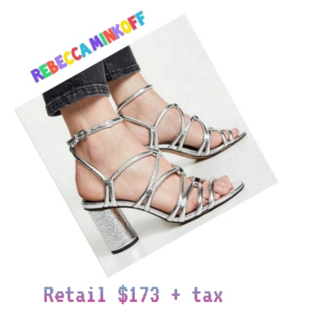 REBECCA MINKOFF APOLLINE HEEL SILVER  Size 6